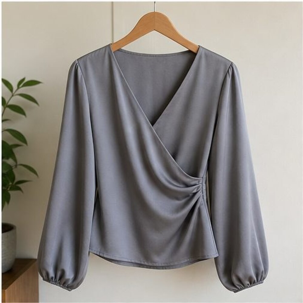 Gray Pleated Blouse